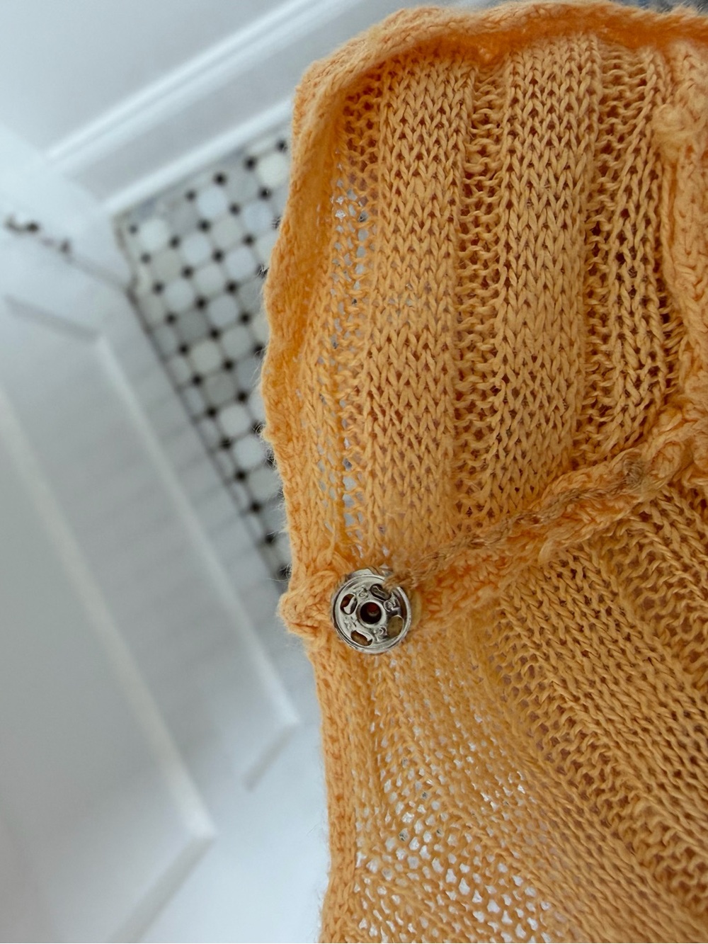 EILEEN FISHER vintage Organic 100% Linen Ribbed Sweater, creamsicle orange, XS - Picture 3 of 6